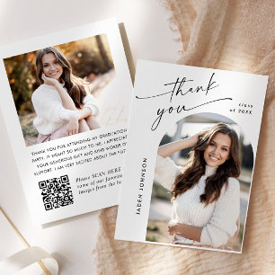 Eleganter Minimalistischer Abschluss 2 Foto QR-Cod Dankeskarte