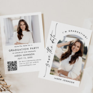 Eleganter Minimalistischer Abschluss 2 Foto QR-Cod Save The Date