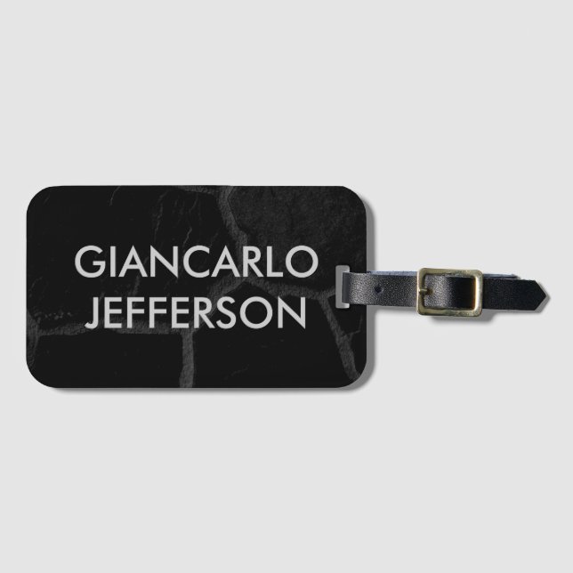Eleganter Minimalistischer Black Stone-Stil Berufl Gepäckanhänger (Vorderseite (Horizontal))