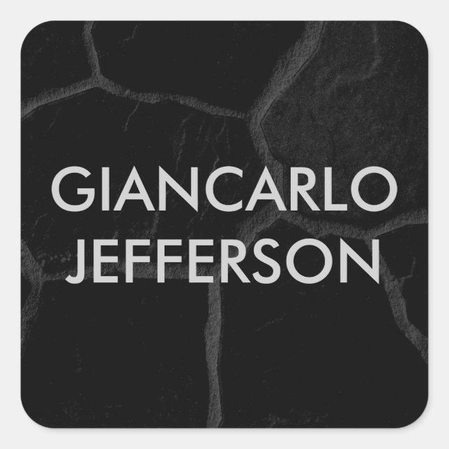 Eleganter Minimalistischer Black Stone-Stil Berufl Quadratischer Aufkleber (Vorderseite)