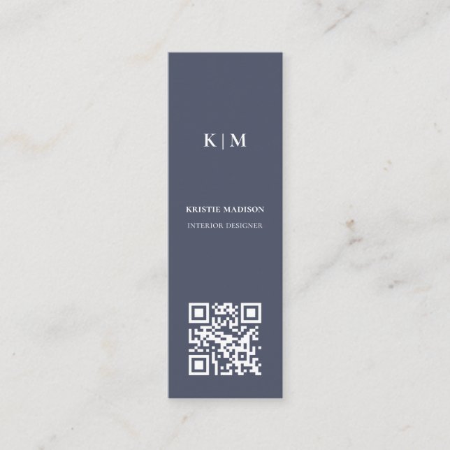 Eleganter Minimalistischer Blue Qr-Code - Innenarc Mini Visitenkarte (Vorderseite)