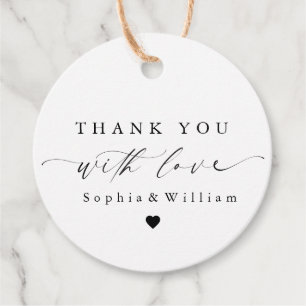 Eleganter Minimalistischer Dank mit Liebe Hochzeit Geschenkanhänger