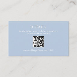 Eleganter Minimalistischer Dusty Blue Details QR C Begleitkarte