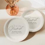 Eleganter Minimalistischer Elfenbein-Abschluss Pappteller<br><div class="desc">Elegante Abschluss-Papier-Teller mit "Graduate" in einem schönen schwarzen Skript mit einem cremefarbenen Hintergrund angezeigt. Personalisieren Sie die Teller des Abschlusses, indem Sie den Namen des Absolventen, den Namen der Schule und das Jahr des Abschlusses hinzufügen. Die personalisierten Abschluss Papier Teller sind sowohl für High School- als auch für Uni-Abschluss Partys...</div>