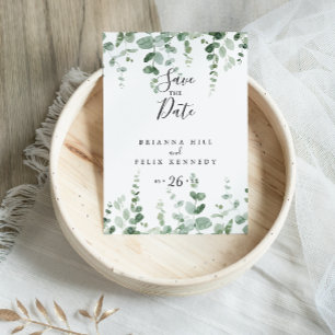 Eleganter Minimalistischer Eukalyptus Save the Dat Postkarte