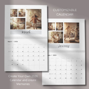 Eleganter minimalistischer Familienfoto-Kalender 2 Kalender
