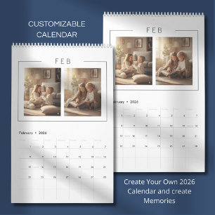 Eleganter minimalistischer Familienfoto-Kalender 2 Kalender