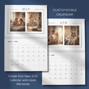 Eleganter minimalistischer Familienfoto-Kalender 2 Kalender