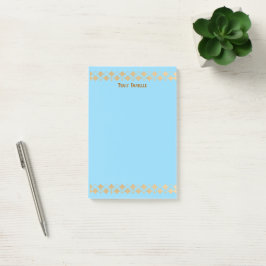 Eleganter minimalistischer Goldakzent Babyblau Post-it Klebezettel