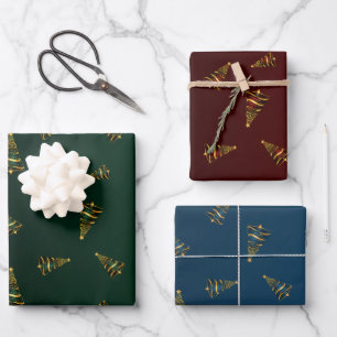 Eleganter Minimalistischer Goldbaum Weihnachten Geschenkpapier Set