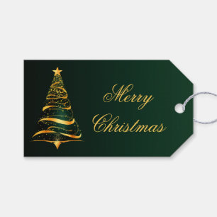 Eleganter Minimalistischer Goldbaum Weihnachtsgrüß Geschenkanhänger