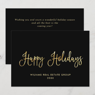 Eleganter minimalistischer goldener Firmen-Weihnac Feiertagskarte