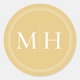 Eleganter minimalistischer goldener Monogramm-Punk Runder Aufkleber