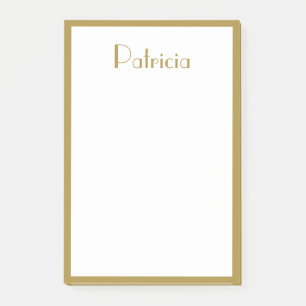 Eleganter Minimalistischer Goldrand und Name Post-it Klebezettel