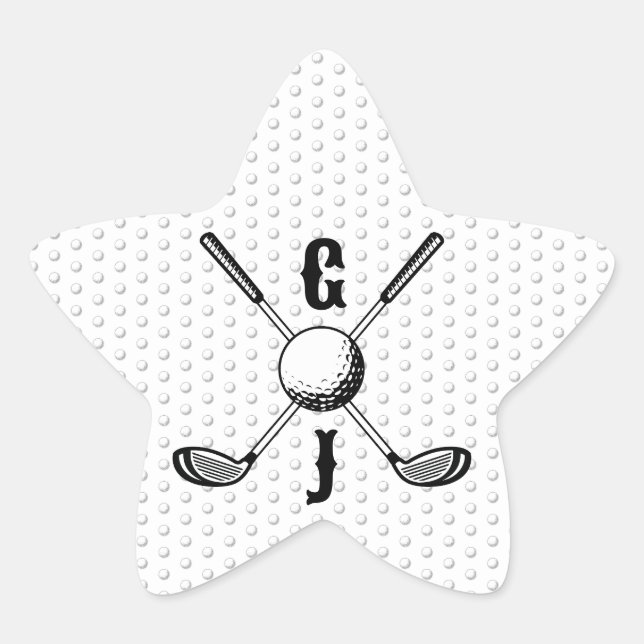 Eleganter Minimalistischer Golf Monogr... Stern-Aufkleber (Vorderseite)