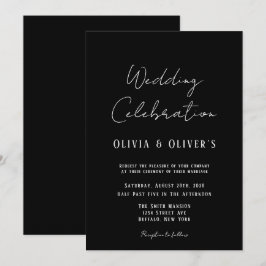 Eleganter Minimalistischer Hochzeitsinv in Weiß un Einladung