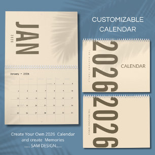Eleganter minimalistischer Kalender 2026