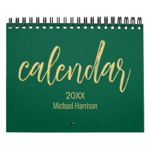 Eleganter minimalistischer Kalender 2026 – grün un
