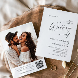 Eleganter Minimalistischer Kalligrafie-QR-Code Einladung