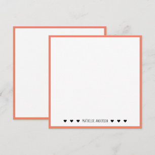 Eleganter Minimalistischer Korallengrenzname Mitteilungskarte