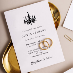 Eleganter minimalistischer Kronleuchter Hochzeit Einladung