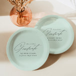 Eleganter Minimalistischer Mint Green Abschluss Pappteller<br><div class="desc">Elegante Abschluss-Papier-Teller mit "Graduate" in einem schönen schwarzen Skript mit einem Minzgrün Hintergrund angezeigt. Personalisieren Sie die Teller des Abschlusses, indem Sie den Namen des Absolventen, den Namen der Schule und das Jahr des Abschlusses hinzufügen. Die personalisierten Abschluss Papier Teller sind sowohl für High School- als auch für Uni-Abschluss Partys...</div>