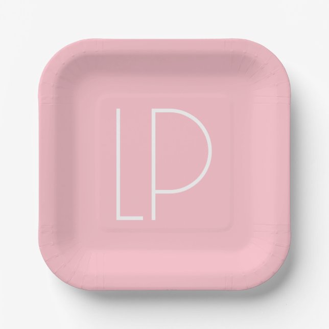Eleganter minimalistischer moderner Anfangsbuchsta Pappteller (Vorderseite)