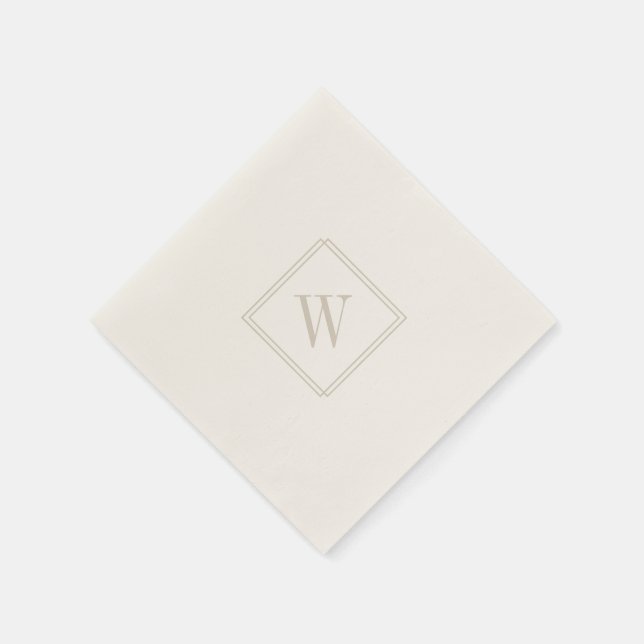 Eleganter Minimalistischer Monogram Beige Wedding  Serviette (Ecke)
