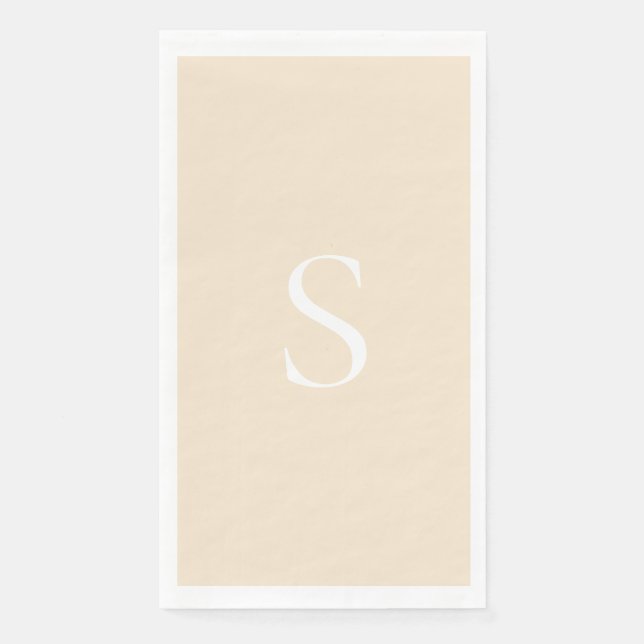 Eleganter Minimalistischer Monogram Champagne & Wh Serviette (Vorderseite)