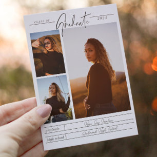Eleganter Minimalistischer Multi-Foto-Abschluss Einladung