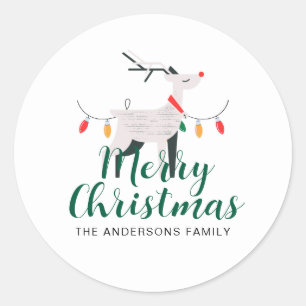 Eleganter Minimalistischer Name der Weihnachtsfami Runder Aufkleber