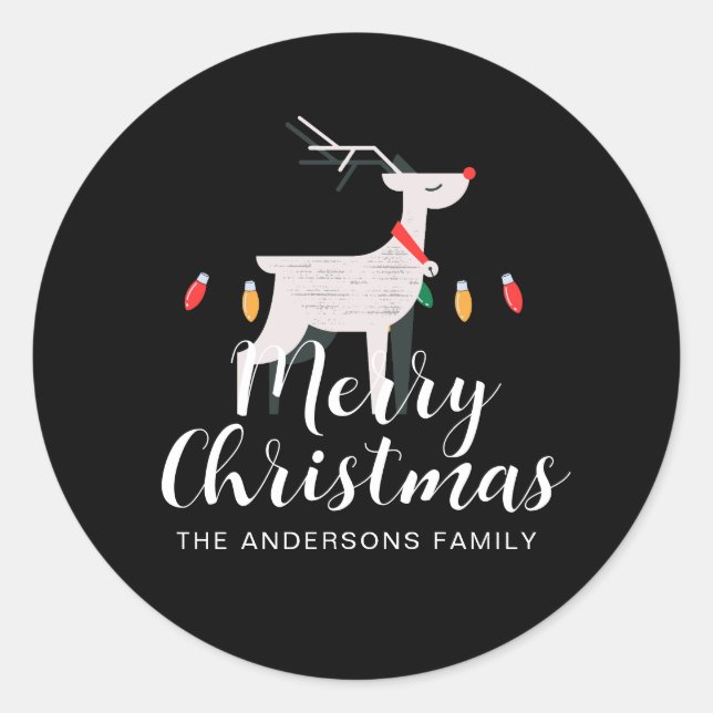 Eleganter Minimalistischer Name der Weihnachtsfami Runder Aufkleber (Vorderseite)