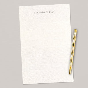 Eleganter Minimalistischer Personalisierter Linen  Briefpapier