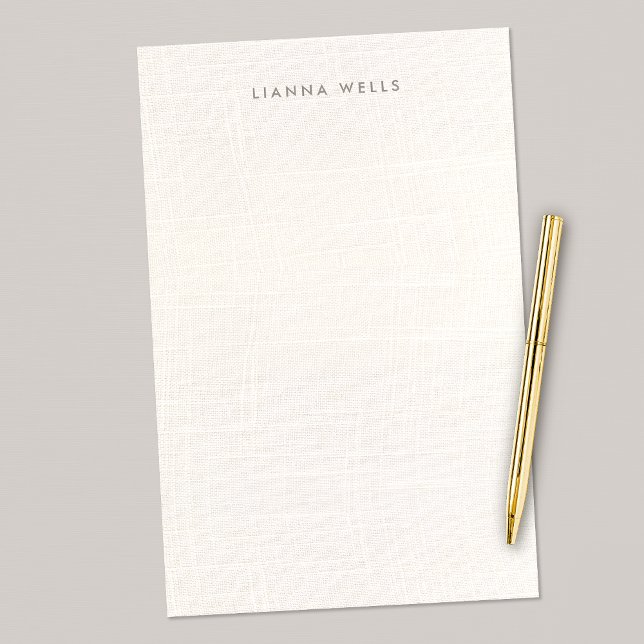 Eleganter Minimalistischer Personalisierter Linen  Briefpapier (Elegant ivory linen background stationery - EXPLORE COLLECTION BELOW)