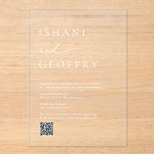 Eleganter Minimalistischer QR-Code für transparent Acryleinladungen