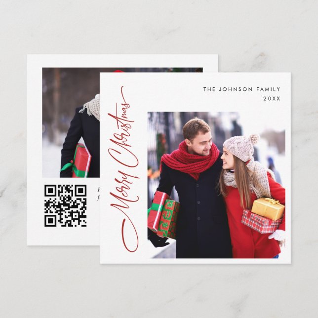 Eleganter Minimalistischer QR-Code für Weihnachten (Vorne/Hinten)