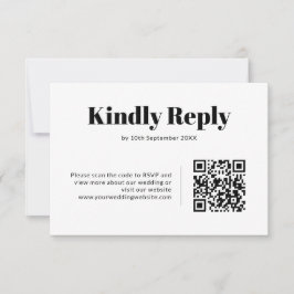Eleganter Minimalistischer QR Code Hochzeit RSVP Karte