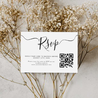 Eleganter Minimalistischer QR-Code Hochzeit RSVP Karte