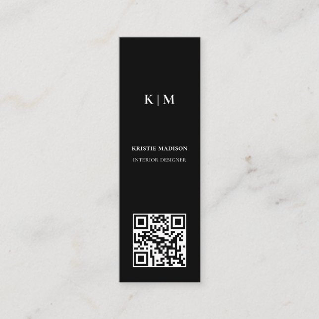 Eleganter Minimalistischer Qr-Code - Innenarchitek Mini Visitenkarte (Vorderseite)