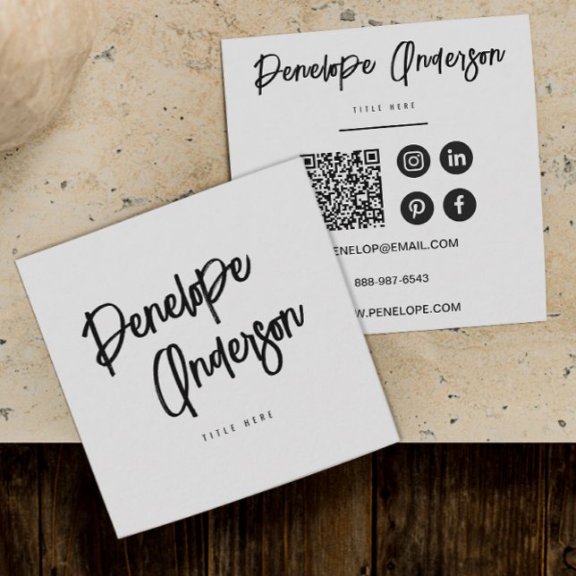 Eleganter Minimalistischer QR-Code Quadratische Visitenkarte (Von Creator hochgeladen)