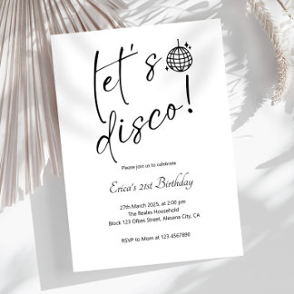Eleganter minimalistischer Retro-Let's-Disco-Gebur Einladung