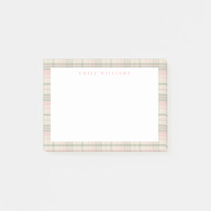 Eleganter minimalistischer rosa-grüner Karo Post-it Klebezettel