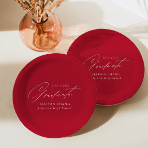 Eleganter Minimalistischer Roter Abschluss Pappteller