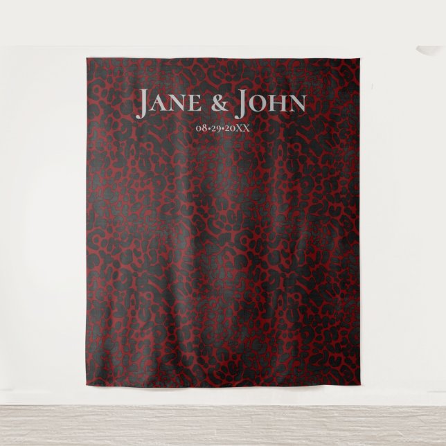 Eleganter Minimalistischer roter Leopard Hintergru Wandteppich (Vorderseite)