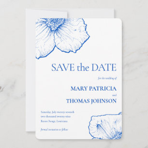 Eleganter minimalistischer Saphir-Blumenstrauß, QR Save The Date