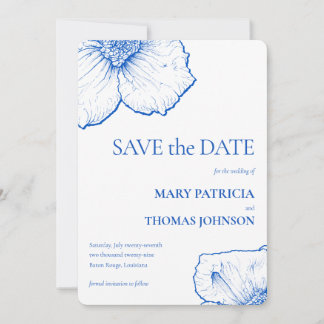 Eleganter minimalistischer Saphir-Blumenstrauß, QR Save The Date