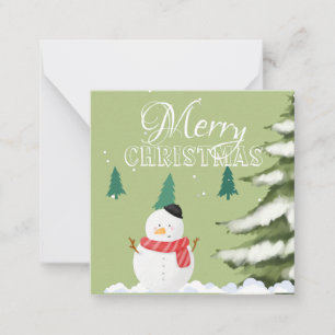 Eleganter minimalistischer Schneemann-Grünbaum Xma Mitteilungskarte