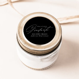 Eleganter Minimalistischer Schwarz-Weiß-Abschluss Runder Aufkleber