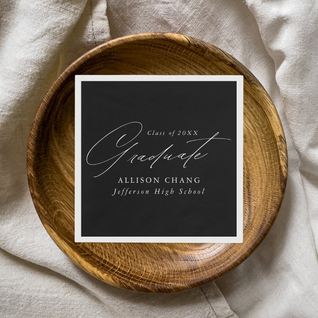 Eleganter Minimalistischer Schwarz-Weiß-Abschluss Serviette (Von Creator hochgeladen)