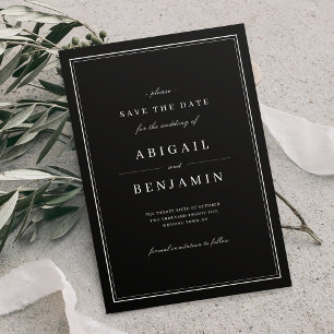Eleganter minimalistischer Schwarz-Weiß-Stil Save The Date